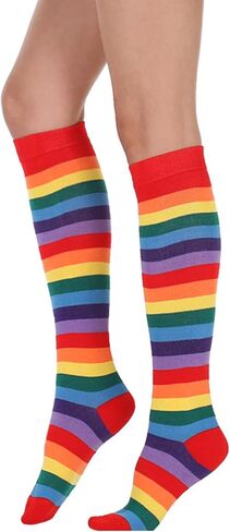 Women's Knee High Athletic Socks Casual Stripes Tube Socks Outdoor Sport Socks 3 Pairs in Saudi Arabia