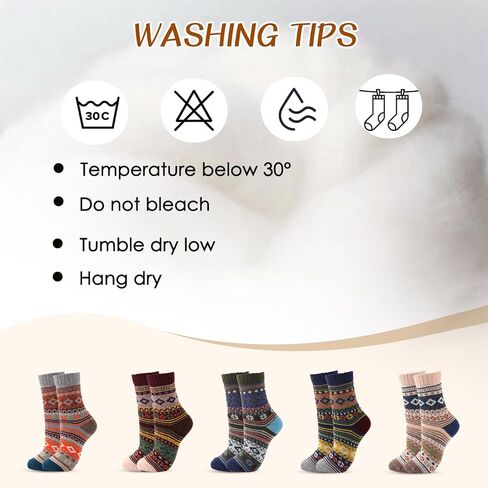 جوارب صوف للنساء 5 أزواج جوارب شتوية للنساء للطقس البارد سميكة ومريحة جوارب دافئة للنساء شتوية حرارية in Kuwait