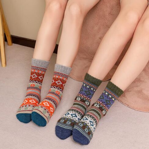 جوارب صوف للنساء 5 أزواج جوارب شتوية للنساء للطقس البارد سميكة ومريحة جوارب دافئة للنساء شتوية حرارية in Kuwait