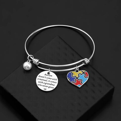 Gzrlyf Autism Grandma Bracelet Autism Jewelry Autism Awareness Gifts Autism doesn't Come with a Manual it Comes with a Grandma who Never Gives up in Saudi Arabia