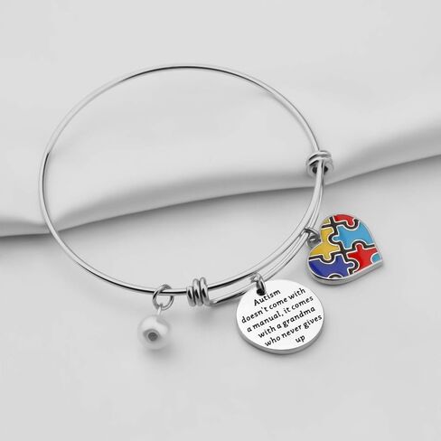 Gzrlyf Autism Grandma Bracelet Autism Jewelry Autism Awareness Gifts Autism doesn't Come with a Manual it Comes with a Grandma who Never Gives up in Saudi Arabia