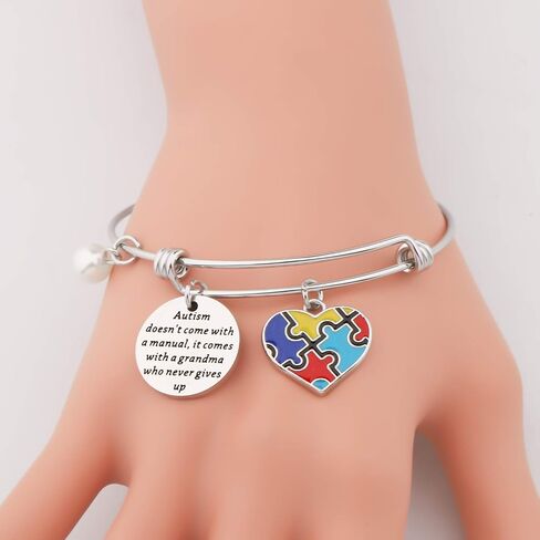 Gzrlyf Autism Grandma Bracelet Autism Jewelry Autism Awareness Gifts Autism doesn't Come with a Manual it Comes with a Grandma who Never Gives up in Saudi Arabia