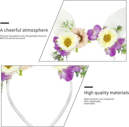 عصابة رأس على شكل أرنب عيد الفصح من آسيكون، مع إكليل زهور للأرانب وتاج للأذن الربيع، أغطية رأس زهرية لحفلات عيد الفصح وأعياد الميلاد للفتيات والحفلات التنكرية والفوتوغرافية، باللون الأبيض in Kuwait