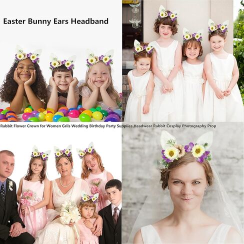 عصابة رأس على شكل أرنب عيد الفصح من آسيكون، مع إكليل زهور للأرانب وتاج للأذن الربيع، أغطية رأس زهرية لحفلات عيد الفصح وأعياد الميلاد للفتيات والحفلات التنكرية والفوتوغرافية، باللون الأبيض in Kuwait