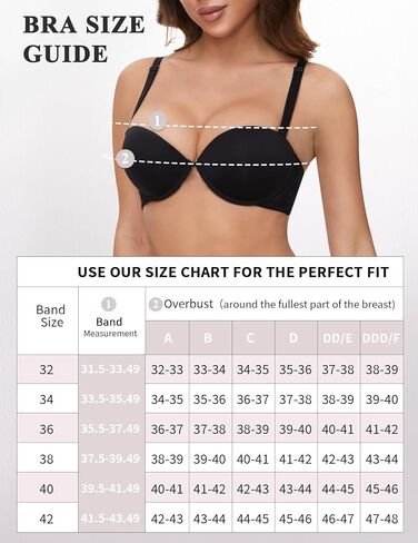 حمالة صدر بدون حمالات للنساء ديمي مبطنة للغاية مع أشرطة شفافة متعددة الاتجاهات، أضف 2 كوب من حمالات الصدر من الدانتيل in Kuwait