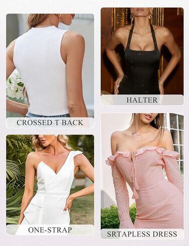 حمالة صدر بدون حمالات للنساء ديمي مبطنة للغاية مع أشرطة شفافة متعددة الاتجاهات، أضف 2 كوب من حمالات الصدر من الدانتيل in Kuwait