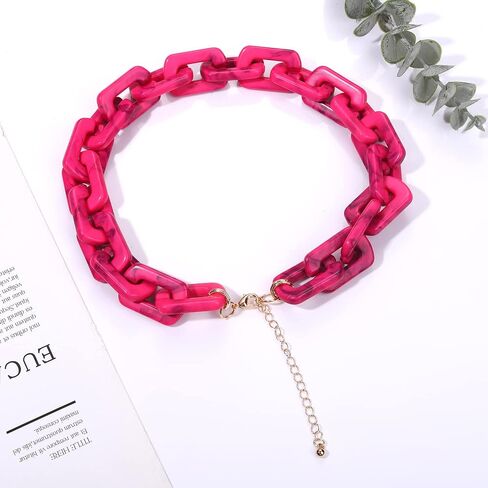 Chain Link Necklace For Woman Acrylic Resin Chain Necklace Statement Chunky Chain Collar Necklace in Saudi Arabia
