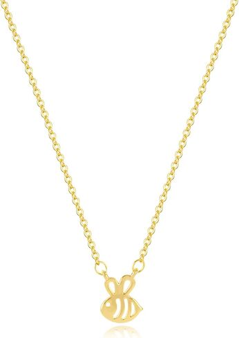 BSGRL Dainty Gold Necklace, 14K Gold Filled Bee Butterfly Dog Flower Monstera Leaf Cat Elephant Bear Cute Animal Dainty Necklace 16.5"+2" in Kuwait