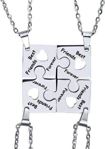 Multi Puzzles Best Friends Forever Necklaces Stainless Steel Engraved Heart BFF Pendant Set Friendship Necklaces Gifts in Saudi Arabia