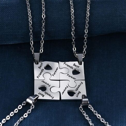Multi Puzzles Best Friends Forever Necklaces Stainless Steel Engraved Heart BFF Pendant Set Friendship Necklaces Gifts in Saudi Arabia