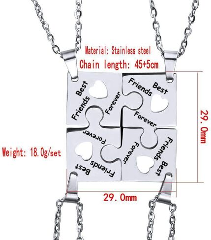 Multi Puzzles Best Friends Forever Necklaces Stainless Steel Engraved Heart BFF Pendant Set Friendship Necklaces Gifts in Saudi Arabia
