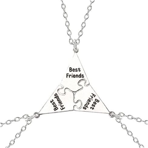 Multi Puzzles Best Friends Forever Necklaces Stainless Steel Engraved Heart BFF Pendant Set Friendship Necklaces Gifts in Saudi Arabia