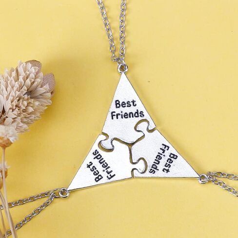 Multi Puzzles Best Friends Forever Necklaces Stainless Steel Engraved Heart BFF Pendant Set Friendship Necklaces Gifts in Saudi Arabia