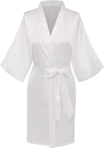 Old-to-new Women's Bride Bridesmaid Robe Bathrobe Loungewear Short Nightgown Satin Kimono Wedding Bridal Party Solid Color in Saudi Arabia