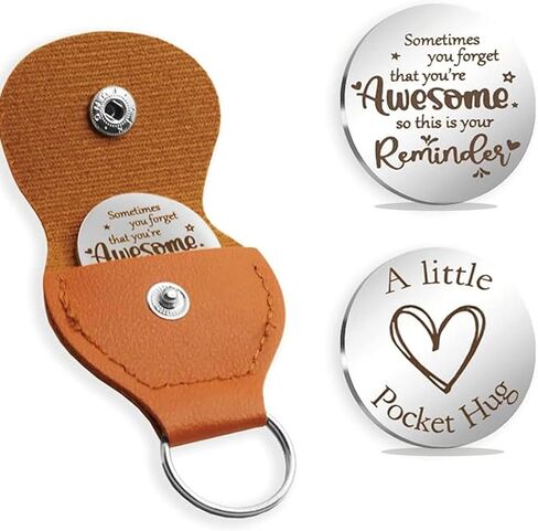 AmoraKiva Pocket Hug Token Inspirational Gift For Women Birthday Unique Long Distance Gift For Bestfriend With Pu Leather Funny Keychain Valentines Day Gifts in Kuwait