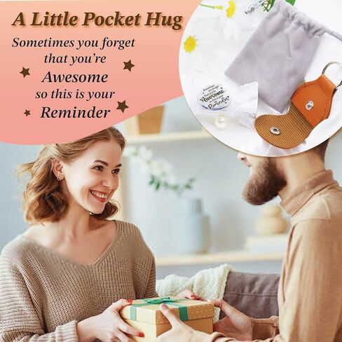 AmoraKiva Pocket Hug Token Inspirational Gift For Women Birthday Unique Long Distance Gift For Bestfriend With Pu Leather Funny Keychain Valentines Day Gifts in Kuwait