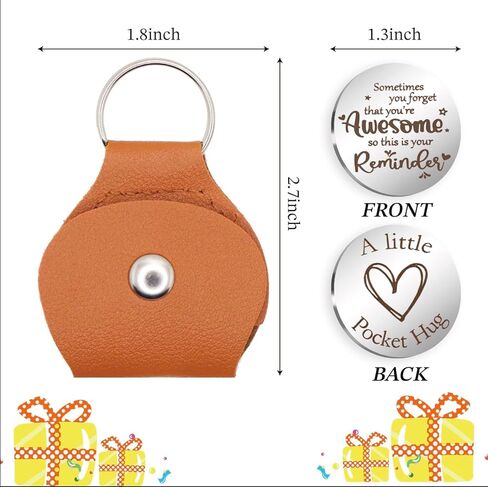 AmoraKiva Pocket Hug Token Inspirational Gift For Women Birthday Unique Long Distance Gift For Bestfriend With Pu Leather Funny Keychain Valentines Day Gifts in Kuwait