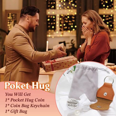 AmoraKiva Pocket Hug Token Inspirational Gift For Women Birthday Unique Long Distance Gift For Bestfriend With Pu Leather Funny Keychain Valentines Day Gifts in Kuwait