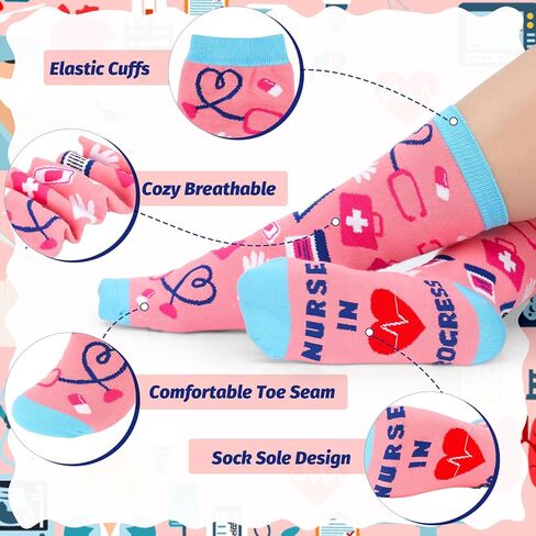 6 أزواج من جوارب الممرضات المرحة، هدايا ممرضات للنساء، جوارب تمريض مبتكرة وممتعة، أفضل هدايا ممرضة على الإطلاق للممرضات الجدد في يوم/أسبوع الممرضات والأطباء والمساعدين وعمال المستشفيات وهدايا تخرج الطلاب in Kuwait