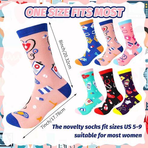 6 أزواج من جوارب الممرضات المرحة، هدايا ممرضات للنساء، جوارب تمريض مبتكرة وممتعة، أفضل هدايا ممرضة على الإطلاق للممرضات الجدد في يوم/أسبوع الممرضات والأطباء والمساعدين وعمال المستشفيات وهدايا تخرج الطلاب in Kuwait