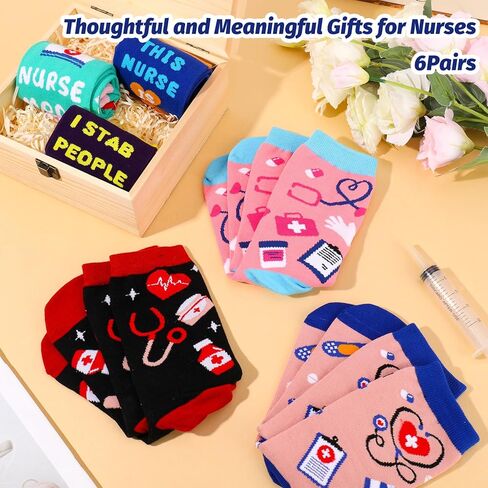 6 أزواج من جوارب الممرضات المرحة، هدايا ممرضات للنساء، جوارب تمريض مبتكرة وممتعة، أفضل هدايا ممرضة على الإطلاق للممرضات الجدد في يوم/أسبوع الممرضات والأطباء والمساعدين وعمال المستشفيات وهدايا تخرج الطلاب in Kuwait