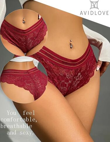 Avidlove Women's Underwear Floral Lace Panties Sexy Hipster Underwear Briefs Panty Set (S-XXL) in Kuwait