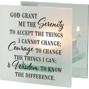 Elanze Designs Serenity Prayer Courage Wisdom Frosted Glass Mirrored Tea Light Holder