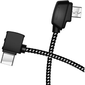Hanatora 3.66 Inch Micro AB to USB C Remote Controller Cable for DJI Mavic Mini,Mini SE,Mavic 2 Pro/Zoom,Mavic Air,Mavic Pro Platinum, Phone OTG Nylon Braided Data Cord Accessories(Type-c Connector)