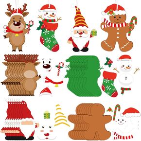 Glenmal 32 Packs Christmas Stocking Ornament Craft Kit Snowman Santa Gingerbread Elves Christmas Crafts Decorations Christmas DIY Hanging Ornament for Home Class Fun Game Activities(Flowers)