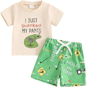 Baby Boy Girl Summer Clothes I Just Shanked My Pants Golf Print T Shirt Golf Themed Shorts Set 2Pcs Sports Outfit
