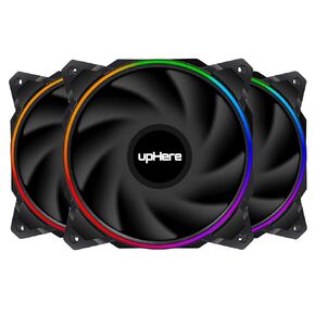 upHere Long Life 120mm Quiet Edition White LED Case Fan for PC Cases, CPU Coolers, and Radiators 3-Pack,EN12WT3