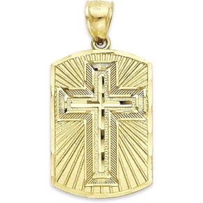 ميدالية صليب من الذهب الصلب عيار 10 قيراط مع صلاة الرب في مجوهرات مسيحية إسبانية له ولها in Kuwait