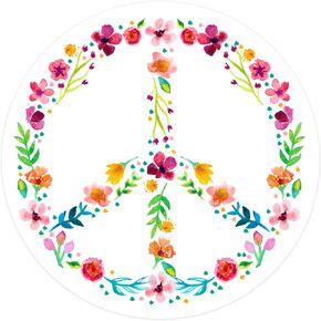 Floral Peace Sign Sticker 4.75x4.75 inches - Made in The USA - Peace, Love, Hippie Round Bumper Sticker Decal for Cars, Windows - Peace Sticker (1-Pack)