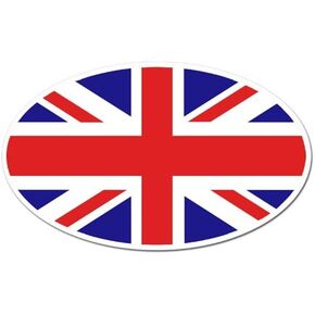 Oval Union Jack Flag Sticker (UK Britain British London Love England) (3 x 5 inch)