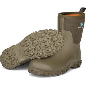 Rubber Boots for Men, 6mm Neoprene Insulated Rain Boots with Steel Shank, Men's Mid Calf Waterproof Work Boots, Durable Anti-Slip Mud Boots for Farming Gardening Fishing, Size 7-13 in Kuwait