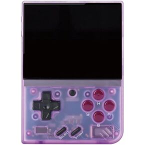 MIYOO Mini Plus Portable Retro Handheld Game Console MIYOO Mini+ 3.5 Inch IPS Screen Classic Video Game Console Linux System, Include 64GB TF Card Version Console（Purple Color）