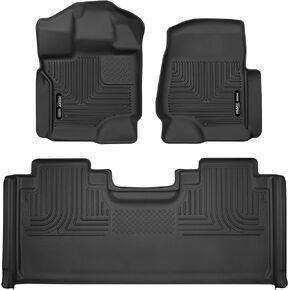 Husky Liners Weatherbeater Series | Front & 2nd Seat Floor Liners - Black | 94071 | Fits 2017-2022 Ford F-250/F-350 Super Duty SuperCab with Factory Carpeting 3 Pcs