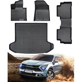 for Kia Sportage Floor Mats 2024 2023 (Only for Gasoline), Custom Fit 1st & 2nd with Cargo Liner, All Weather Waterproof Car Mats TPE Floor Liners for Kia Sportage Accessories in Kuwait