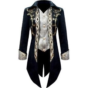 Mens Steampunk Medieval Jacket Gothic Victorian Frock Coat Uniform