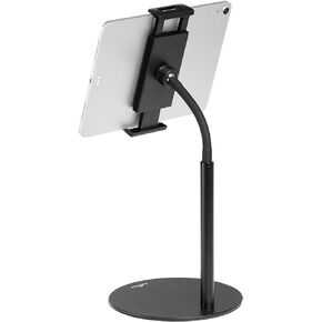 DURABLE® Twist Tablet & Smartphone Table/Floor Stand Combo, Gooseneck 360° Swivel Mount, Adjustable Height, Compatible iPhone, Android, iPad Pro Air Mini, Fire, Kindle, Galaxy, Black (894301)