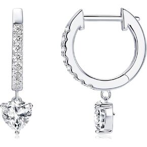 Heart Moissanite Huggie Hoop Earrings for Women, 1.24cttw D Color VVS1 Simulated Diamond, Sterling Silver Platinum Plated Dangle Earrings Hypoallergenic Jewerly Gifts for Her