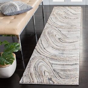 SAFAVIEH Cyrus Shag Collection 8' x 10' Ivory/Grey CYR132A Modern Abstract Non-Shedding Living Room Bedroom Dining Room Entryway Plush 0.8-inch Thick Area Rug