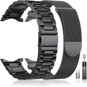 Compatible for Galaxy Watch 5 Band Pro 45mm,Galaxy Watch 6 Band,Galaxy Watch 5 40mm 44mm Band,No Gap Mesh Band,Stainless Steel Metal Replacement Strap for Men Women in Kuwait