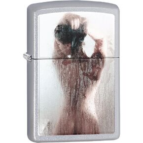 Zippo Lighter: Nude Girl in The Shower - Satin Chrome *Sexy Pin-up Girl* 75348