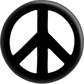Peace Sign - Black On White - 1" Round Button