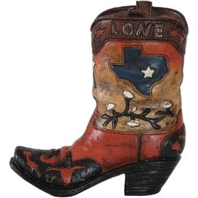 Rustic Decorative Western Cowboy Boot Pencil Pen Holder Vase Caddy Office Decoration (Texas)