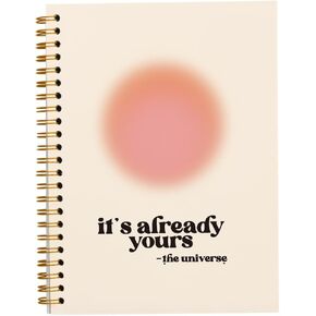 Trendy Preppy Pink Aura Notebook,It Is Already Yours The Universe,Funky Danish Pastel Notebook Journal for Teen Girl Work Office School Student Teacher,Hardcover Spiral Notebook 5.5x8.3
