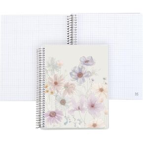 دفتر ملاحظات ملفوف بشبكة حلزونية مقاس 8.5 × 11 بوصة من Erin Condren - زهور برية، 160 صفحة رسم بياني لتدوين الملاحظات وكتابة دفتر الملاحظات، 80 رطل، ورق موهوك سميك، تتضمن ملصقات in Kuwait