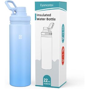 Insulated Water Bottle with Spout Lid, Reusable Stainless Steel Water Bottles with Handle, Leak Proof Sports Water Flask for Gym, Travel, Bike, Camping 22oz