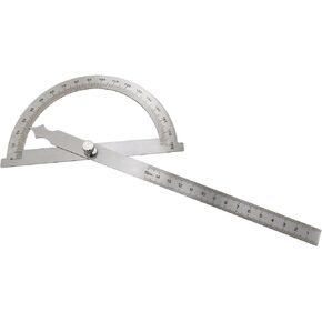 Haidong Angle Measuring Instrument Stainless Steel Protractor 0-180 Degree Rotary Arm Measuring Ruler Woodworking Degree Protractor（15cm）1PCS